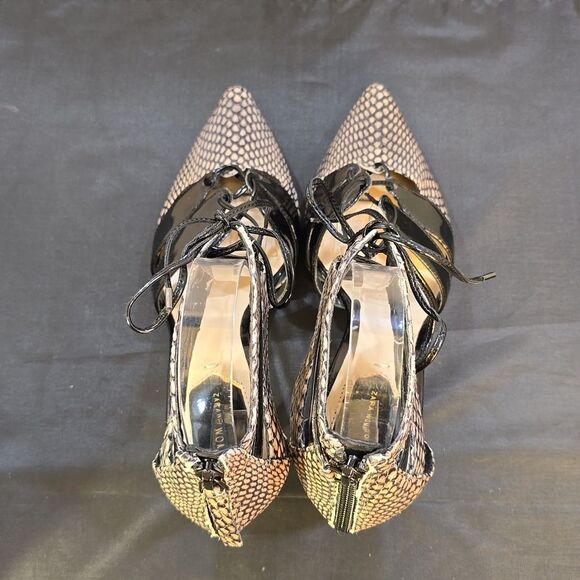 ZARA WOMEN'S KITTEN HEEL LACE-UP MID (2-2.9 in) HEEL HEIGHT WOMEN'S SANDALS - Picture 7 of 16